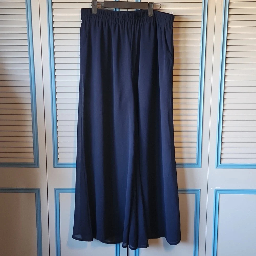Torrid Navy Sheer Wide Leg Pants